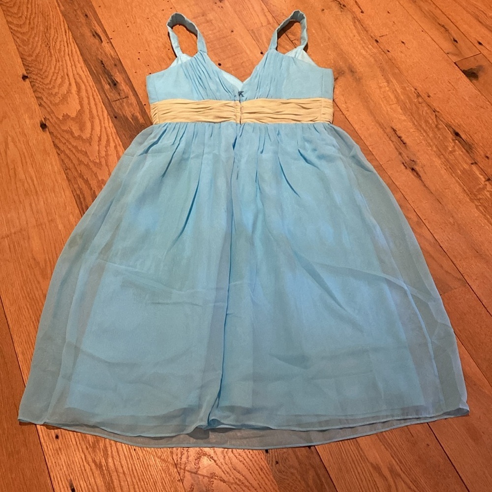 Forever Yours Woodland Fairy Tulle Babydoll Dress Pale Blue & Kiwi Ruched Sash 8 - Picture 6 of 13